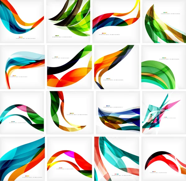 Set van kleurrijke vloeiende beweging abstracte achtergronden. Soepele futuristische Golf lay-outs — Stockvector