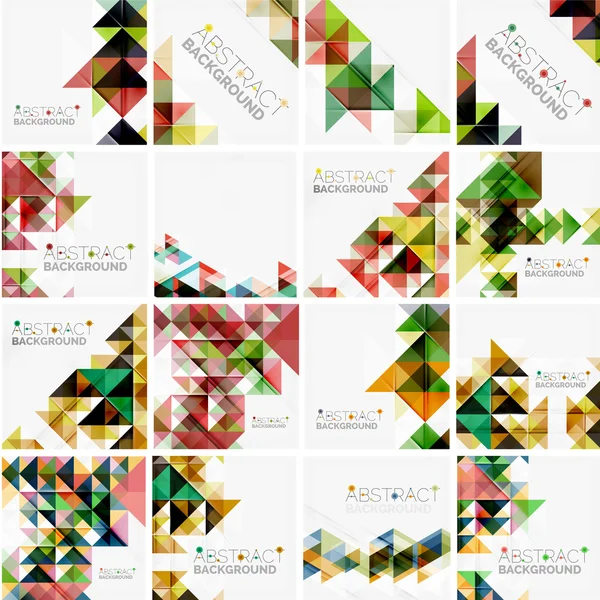 Conjunto de fondos abstractos geométricos triangulares. Plantillas comerciales o tecnológicas universales — Vector de stock