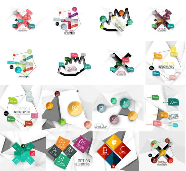 Conjunto de modelos de banner infográfico de papel geométrico abstrato — Vetor de Stock