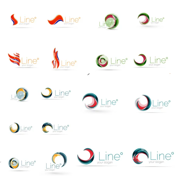 Aantal swirl, golf lijnen, cirkel-logo iconen — Stockvector