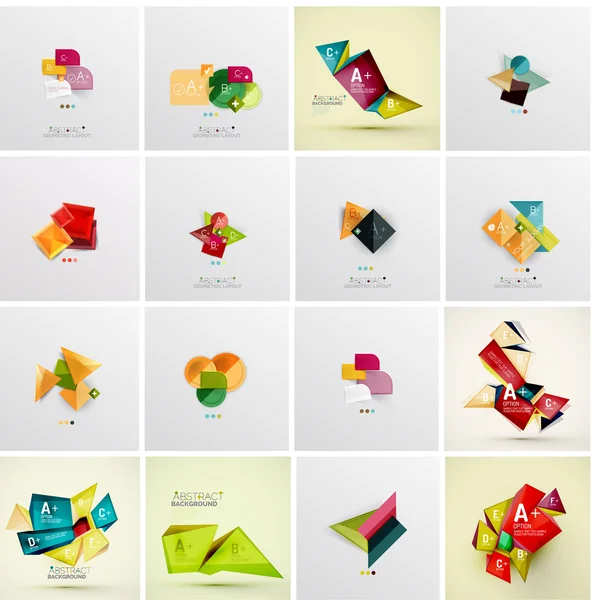 Set di modelli di banner geometrici astratti per infografica — Vettoriale Stock