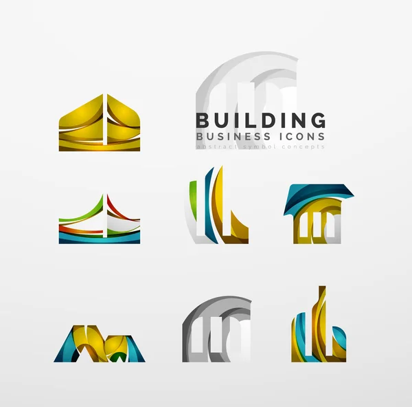 Set of real estate or building logo business icons — Stock Vector