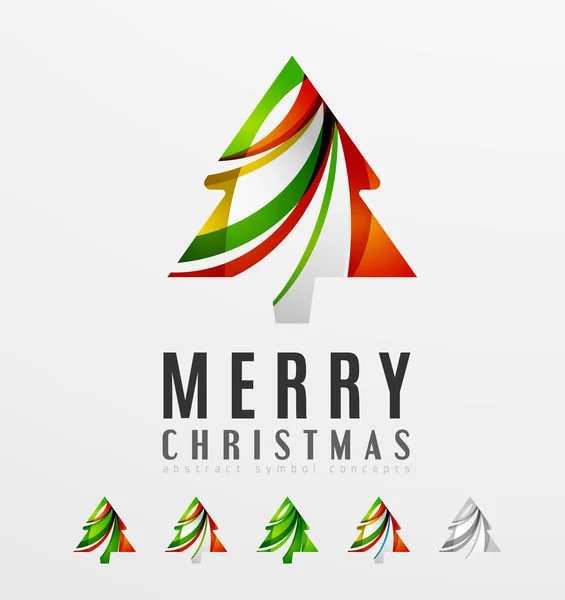 Conjunto de iconos abstractos del árbol de Navidad, conceptos del logotipo del negocio, diseño brillante moderno limpio — Vector de stock