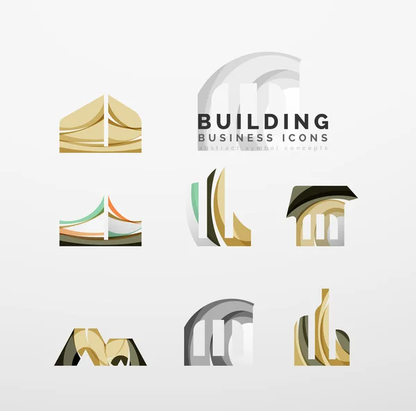 Conjunto de iconos de negocio de inmuebles o logotipo del edificio — Vector de stock