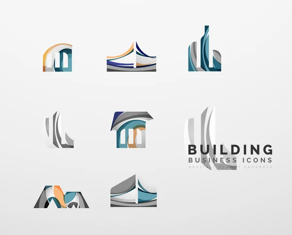 Ensemble d'icônes d'affaires de logo immobilier ou de bâtiment — Image vectorielle
