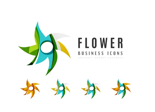 Ensemble d'icônes abstraites d'affaires logo fleur — Image vectorielle