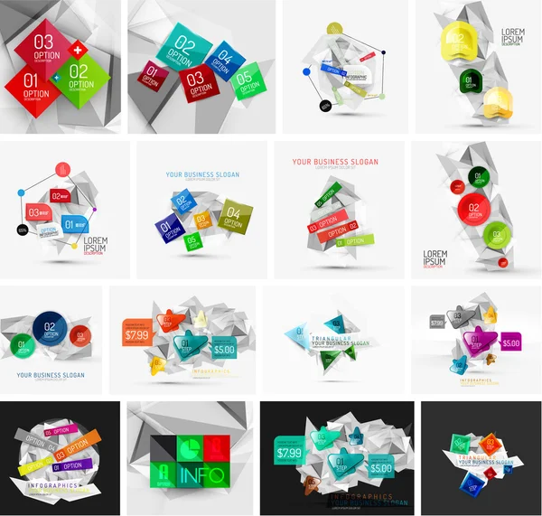 Conjunto de modelos de banner infográfico de papel geométrico abstrato — Vetor de Stock