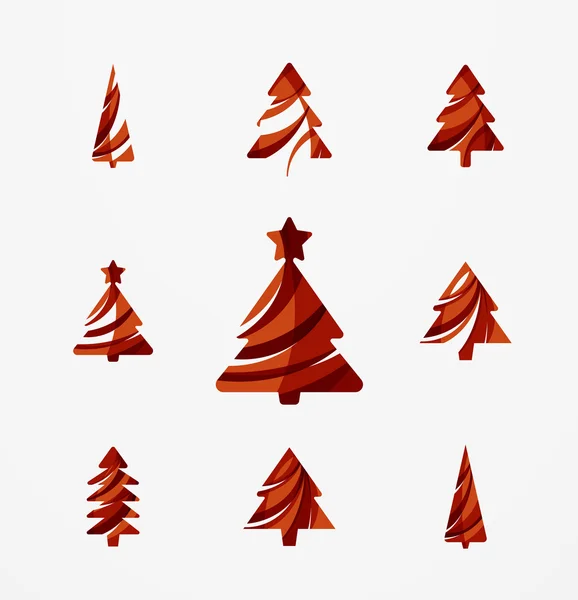 추상적인 크리스마스 트리 아이콘, 비즈니스 로고 개념, 깨끗 한 현대 광택 디자인 설정 — 스톡 벡터