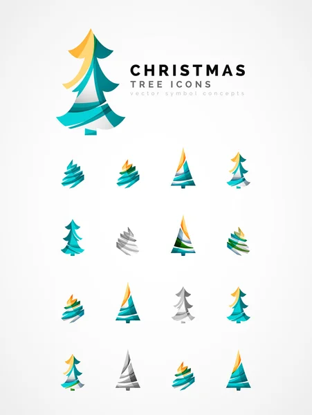 Set di icone astratte dell'albero di Natale, concetti di logo aziendale, design lucido moderno e pulito — Vettoriale Stock