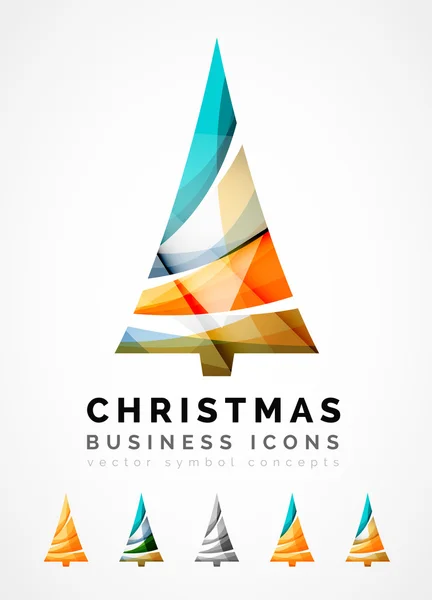 Conjunto de iconos abstractos del árbol de Navidad, conceptos del logotipo del negocio, diseño brillante moderno limpio — Archivo Imágenes Vectoriales