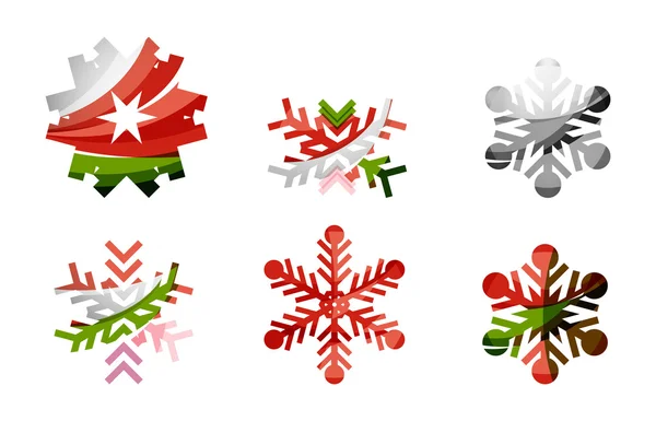 Conjunto de ícones coloridos abstratos do logotipo do floco de neve, conceitos de inverno, design geométrico moderno limpo — Vetor de Stock