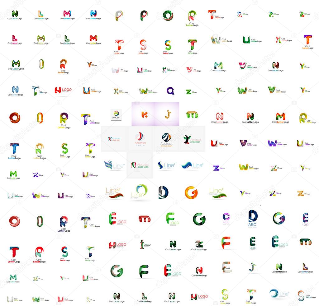 Mega set of geomeric company logos. Corporate business branding design elements