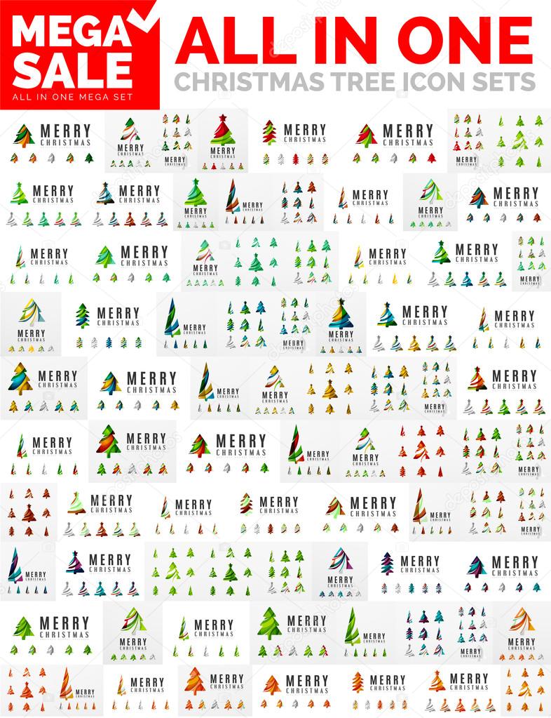 Christmas tree icon mega set