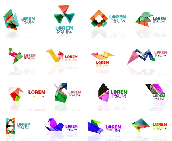 Set logo aziendale di forme geometriche, stile origami di carta — Vettoriale Stock