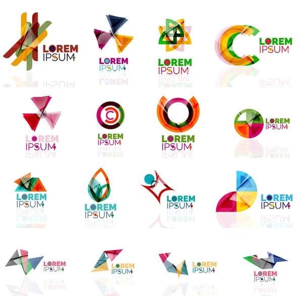 Set logo aziendale di forme geometriche, stile origami di carta — Vettoriale Stock