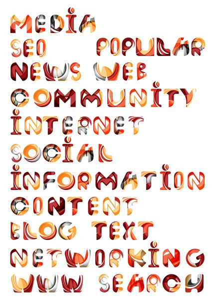 Les médias sociaux sur Internet - mots, tags — Image vectorielle