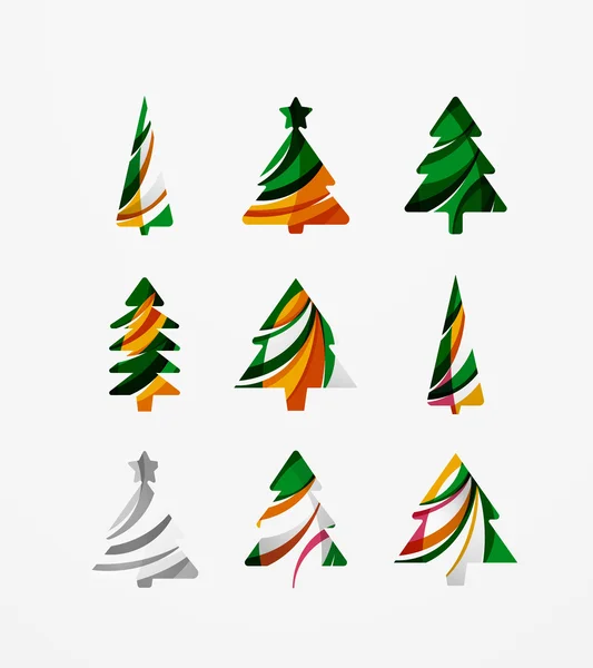 Reihe abstrakter Weihnachtsbaum-Ikonen, Business-Logo-Konzepte, sauberes modernes Hochglanz-Design — Stockvektor