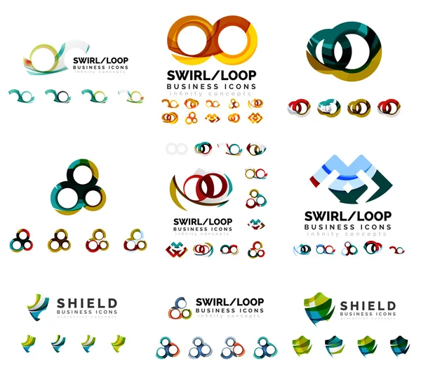 Набор фирменных логотипов, концептуальные иконки замкнутого цикла, изолированные на белом — стоковый вектор