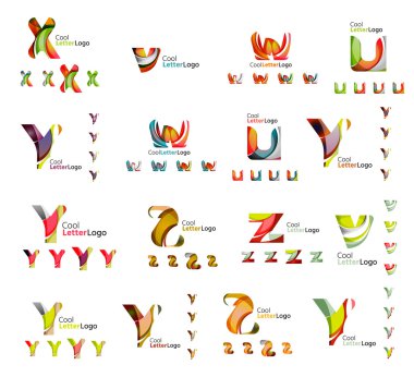 Renkli soyut mektup kurumsal logolar akan şekiller üst üste ile oluşturulan dizi. Herhangi bir fikir üzerinde beyaz izole için evrensel iş ikonları/simgeleri