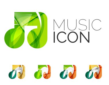 Dizi soyut müzik not simgesini, iş logo kavramları, temiz modern geometrik tasarım