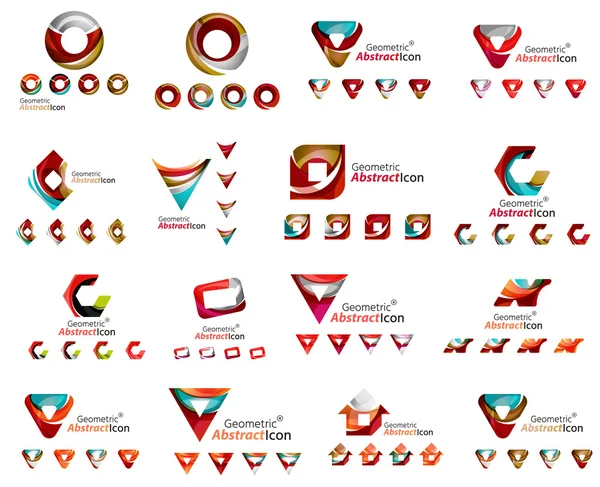 Daire veya swirls, akan dalgalı elemanları ile oluşturulan çeşitli geometrik simgeler - dikdörtgenler üçgenler kümesi kareler