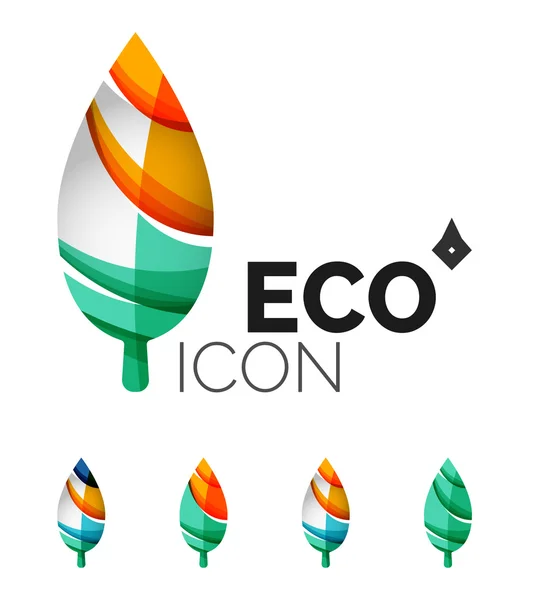 Conjunto de ícones de folha ecológica abstrata, conceitos de natureza do logotipo do negócio, design geométrico moderno limpo —  Vetores de Stock