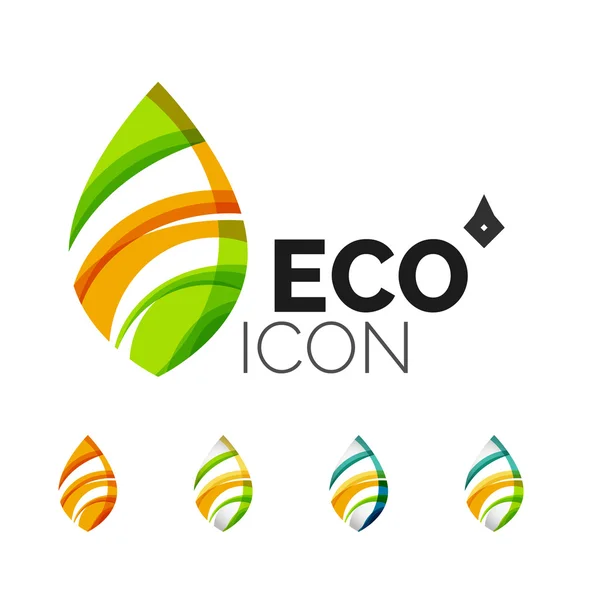 Set di icone astratte della foglia ecologica, concetti di natura logotipo aziendale, design geometrico moderno pulito — Vettoriale Stock