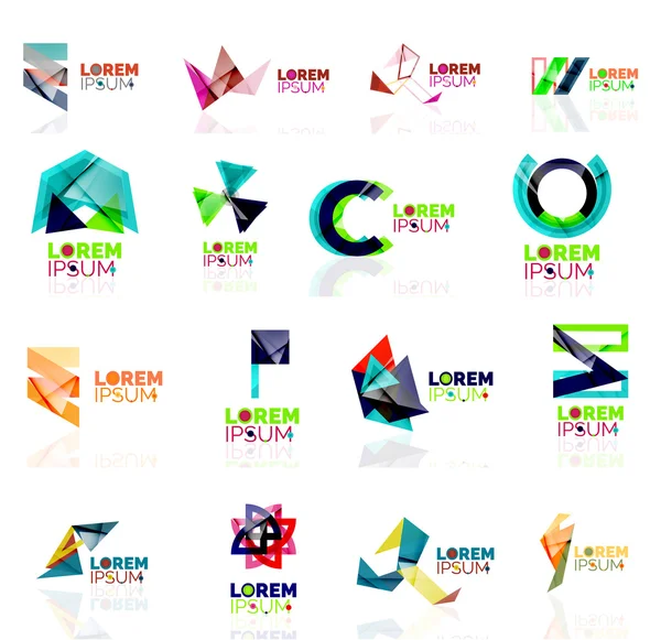 Formas geométricas conjunto de logotipo de la empresa, estilo origami de papel — Vector de stock