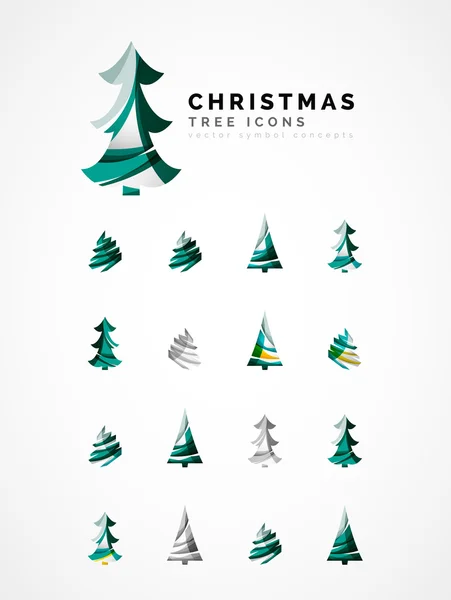 Conjunto de iconos abstractos del árbol de Navidad, conceptos del logotipo del negocio, diseño brillante moderno limpio — Archivo Imágenes Vectoriales