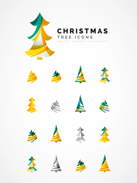 Conjunto de iconos abstractos del árbol de Navidad, conceptos del logotipo del negocio, diseño brillante moderno limpio — Archivo Imágenes Vectoriales