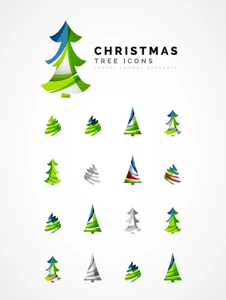 Conjunto de iconos abstractos del árbol de Navidad, conceptos del logotipo del negocio, diseño brillante moderno limpio — Vector de stock