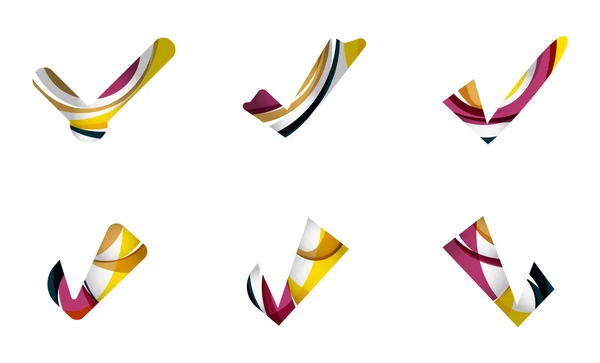 Ensemble d'icônes abstraites OK et tick, concepts de logotype d'entreprise, design géométrique moderne propre — Image vectorielle