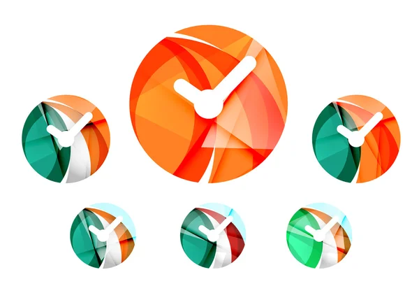 Conjunto de ícone de relógio abstrato, conceitos de logotipo de negócios, design geométrico moderno limpo — Vetor de Stock