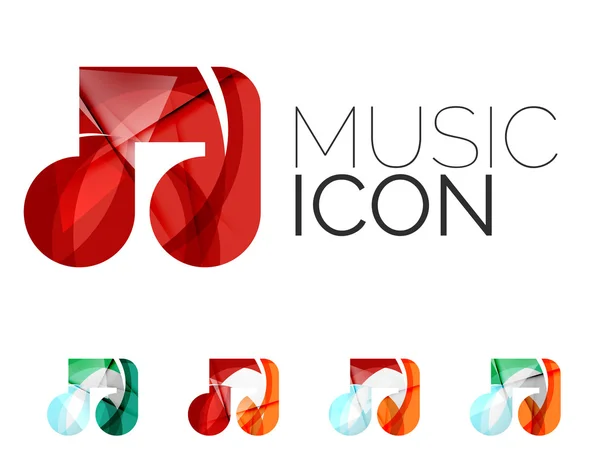 Conjunto de iconos abstractos de notas musicales, conceptos de logotipos empresariales, diseño geométrico moderno y limpio — Archivo Imágenes Vectoriales