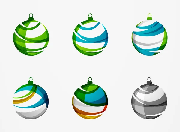 Set van abstracte Kerstmis bal icons, logo bedrijfsconcepten, schoon moderne geometrisch ontwerp — Stockvector