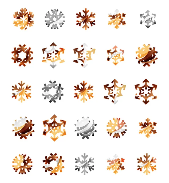 Set von abstrakten bunten Schneeflocken-Logos, Winterkonzepte, sauberes modernes geometrisches Design — Stockvektor