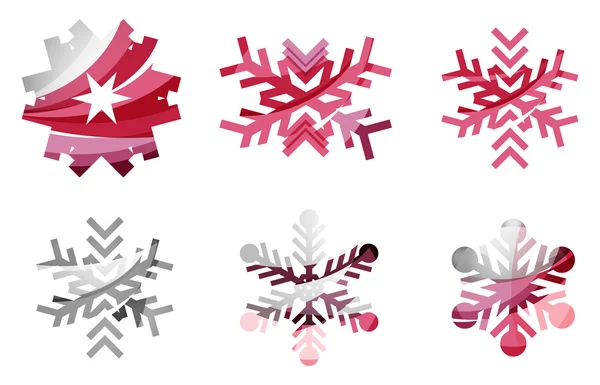 Σύνολο αφηρημένη πολύχρωμο νιφάδα χιονιού λογότυπο εικόνες, χειμώνα έννοιες, καθαρά και σύγχρονα γεωμετρικό σχεδιασμό — Διανυσματικό Αρχείο