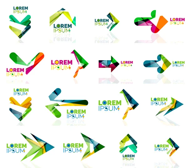 Γεωμετρικά σχήματα εταιρεία λογότυπο σετ, χαρτί origami στυλ βέλους — Διανυσματικό Αρχείο