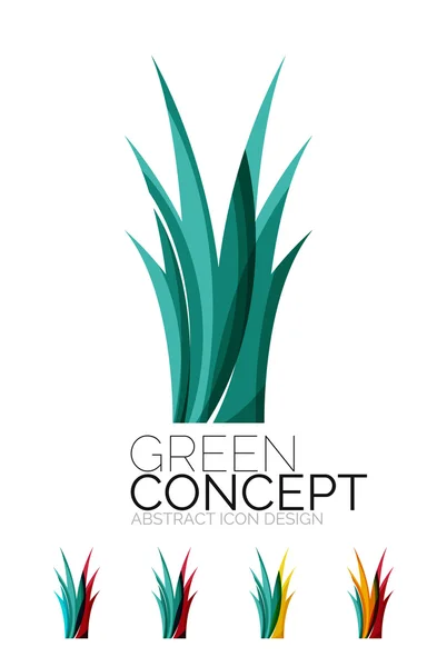 추상적인 에코 식물 아이콘, 비즈니스 로고 자연 녹색 개념, 깨끗 한 현대 기하학적 디자인의 세트 — 스톡 벡터