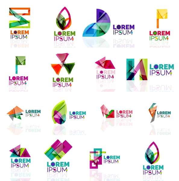 Γεωμετρικά σχήματα εταιρικό λογότυπο σετ, χαρτί origami στυλ — Διανυσματικό Αρχείο