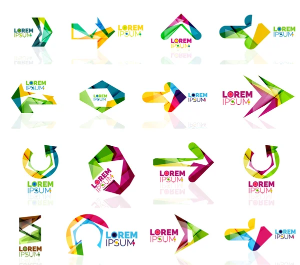 Forme geometriche freccia azienda logo set, carta origami stile — Vettoriale Stock