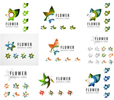 Küme kavramı simgeler çiçek açan çiçek tasarımları, marka şirket logo ve