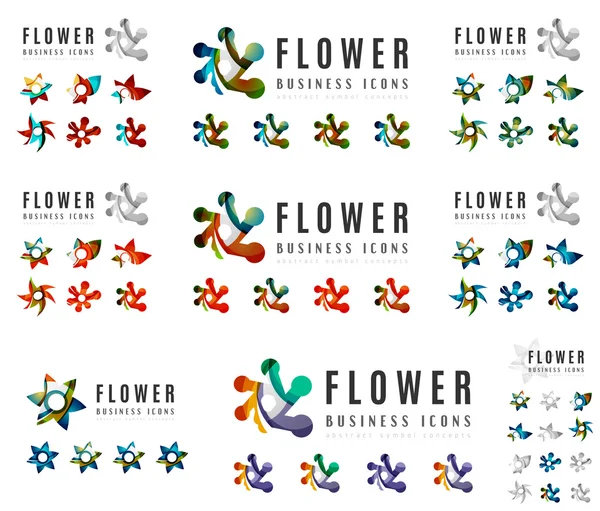 Set of company logotype branding designs, flower blooming concept icons — Stock Vector