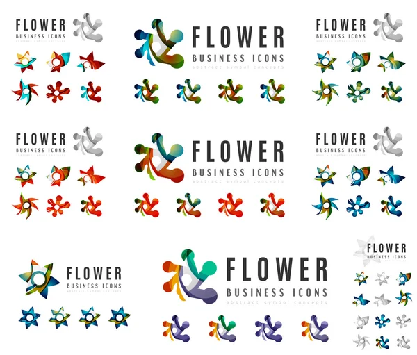 Conjunto de diseños de logotipo de la empresa, iconos de concepto de floración de flores — Archivo Imágenes Vectoriales