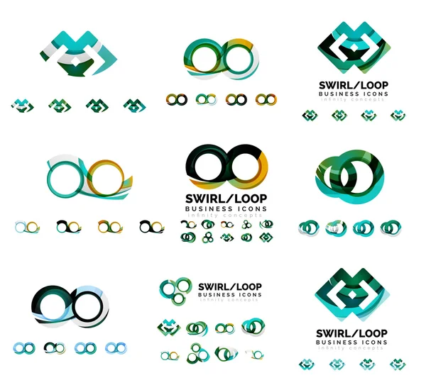 Set van bedrijf logo huisstijl ontwerpen, swirl van oneindigheid lus concept pictogrammen geïsoleerd op wit — Stockvector