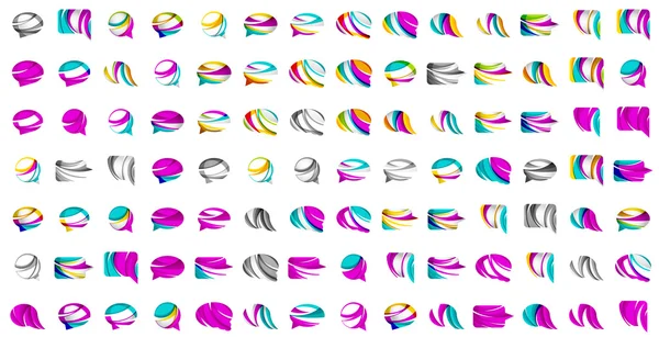 Große Auswahl an abstrakten Sprechblasen und Cloud-Symbolen, Konzepte für Firmenlogos, sauberes, modernes geometrisches Design — Stockvektor