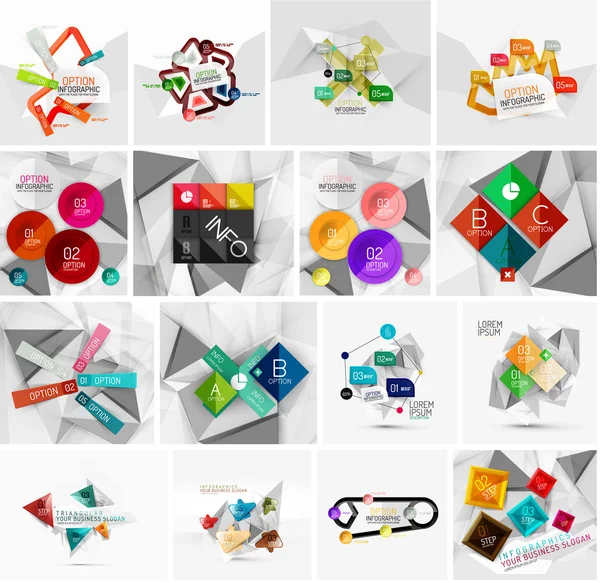 Ensemble de gabarits abstraits de bannière infographique en papier géométrique — Image vectorielle