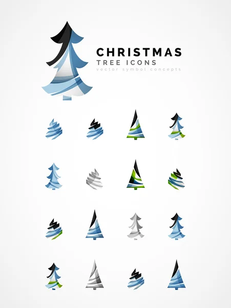 Set of abstract Christmas Tree Icons, business logo concepts, clean modern glossy design — Stock Vector