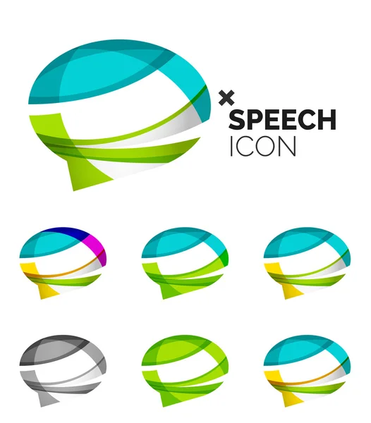 추상적인 연설 거품과 구름 아이콘, 비즈니스 로고 개념, 깨끗 한 현대 기하학적 디자인의 세트 — 스톡 벡터
