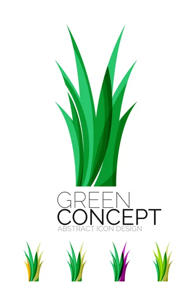 Conjunto de iconos abstractos de plantas ecológicas, logotipo de la empresa naturaleza conceptos verdes, diseño geométrico moderno y limpio — Vector de stock